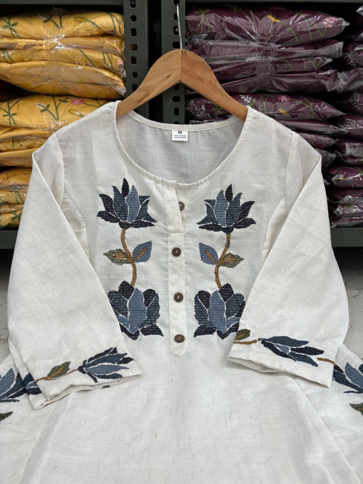 White Cotton Flex Embroidered Co-ord Set